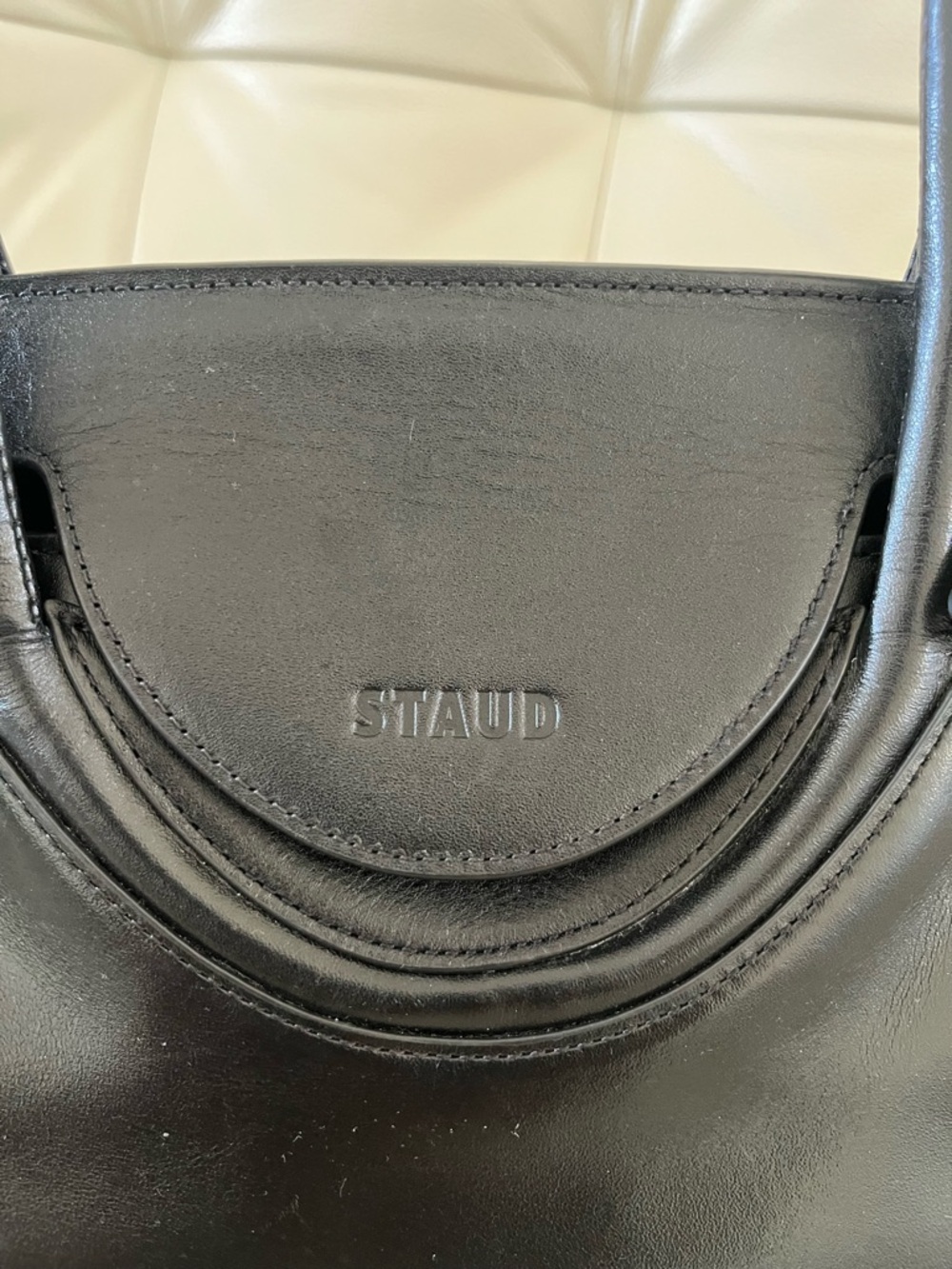 MAUDE Black Leather Shoulder Bag - Picture 9 of 10